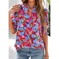 thumbnail image 6 of FreshPretty Summer Blouses for Women Dressy Casual Fashion Spring Tops Floral Boho V Neck Puff Short Sleeve Top Shirts, 6 of 8