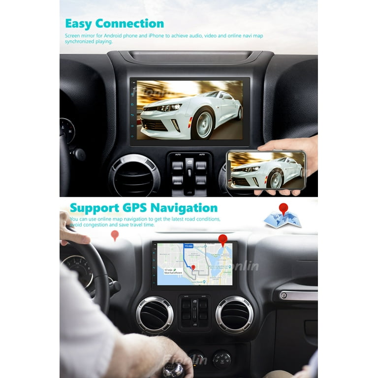 Android 10.0 Car Double Din Car Radio with Navigation in Dash Bluetooth FM/AM Radio Receiver 7 Inch 2 Din Head Unit Support GPS WiFi Mirror Link USB 1080P Video Automotive Digital