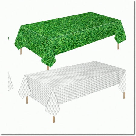 Golf Green Fairway Disposable Tablecloth - 2 Pack - Golf Party Supplies - Plastic Golf Theme Table Cover - 54 x 108 Inch - Golf Decor for Stadium or Party