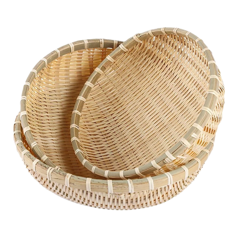 3pcs Bamboo Woven Vegetable Baskets Tea Cake Baskets Food Storage