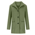 thumbnail image 3 of DuoJiaJ Women's Autumn Winter Vintage Solid Color Button Up Stand Collar Wool Coat Women Winter Coat Green L, 3 of 3