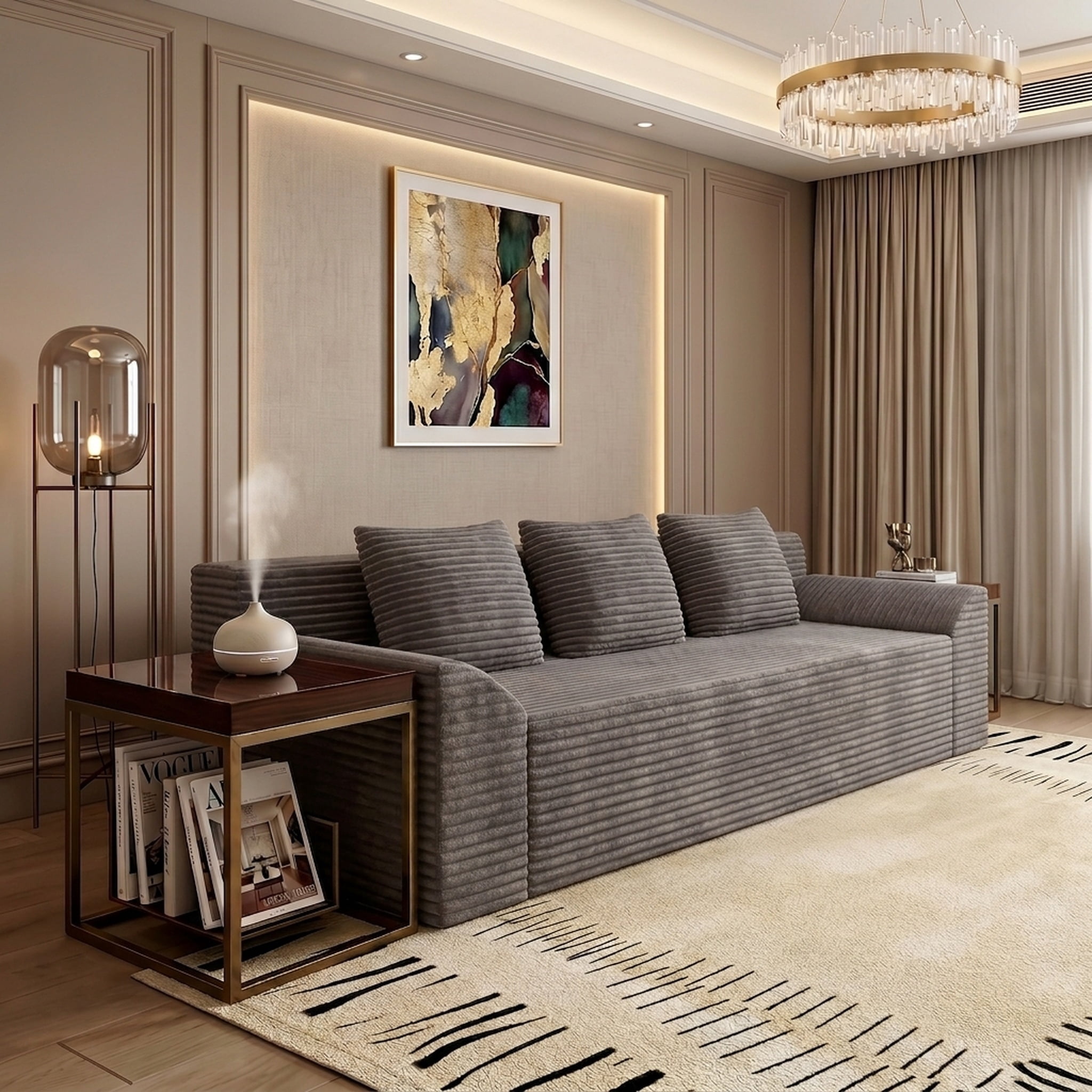 71" Corduroy Cloud Loveseat Sofa for Small Spaces, Memory Foam Boneless Couch in a Box, Compressed Small Loveseat for Living Room Bedroom Apartment, No Assembly Required