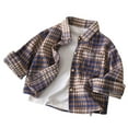 thumbnail image 5 of NAISIBABY Boys Flannel Button-Up Shirt, Lapel Long Sleeve Classic Plaid Fashion Jackets with Pocket Blue 2T, 5 of 5