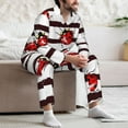 thumbnail image 7 of Yiaed Ladybugs on Black and White Striped1 Print Men’s Pajamas Set - Long Sleeve Button Down Sleep Shirt and Pajama Bottoms Sleepwear Set Mens Pjs Sets Men's Pajama Bottoms-Large, 7 of 7