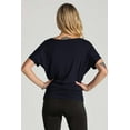 thumbnail image 2 of BAIEBLEUE GLOBAL 2201 Women's Solid Short Sleeve Boat Neck Dolman Top with Side Shirring Navy XL, 2 of 4