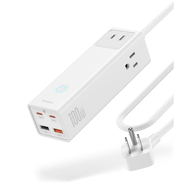 Estación de carga Baseus 100W, 7 puertos, USB C, protección contra sobretensiones