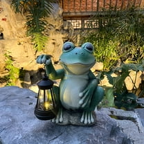 YOHAVEN Lantern Frog Solar Lamp, Outdoor Resin Garden Statue with LED Lighting for Patio Lawn Yard Decoration, Solar Powered Night Decor