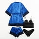 thumbnail image 4 of Batas de mujer de talla grande, lencería de seda, bata de baño de satén, conjunto de cuatro piezas, pijamas para dormir, pijamas para mujer, 4 of 7