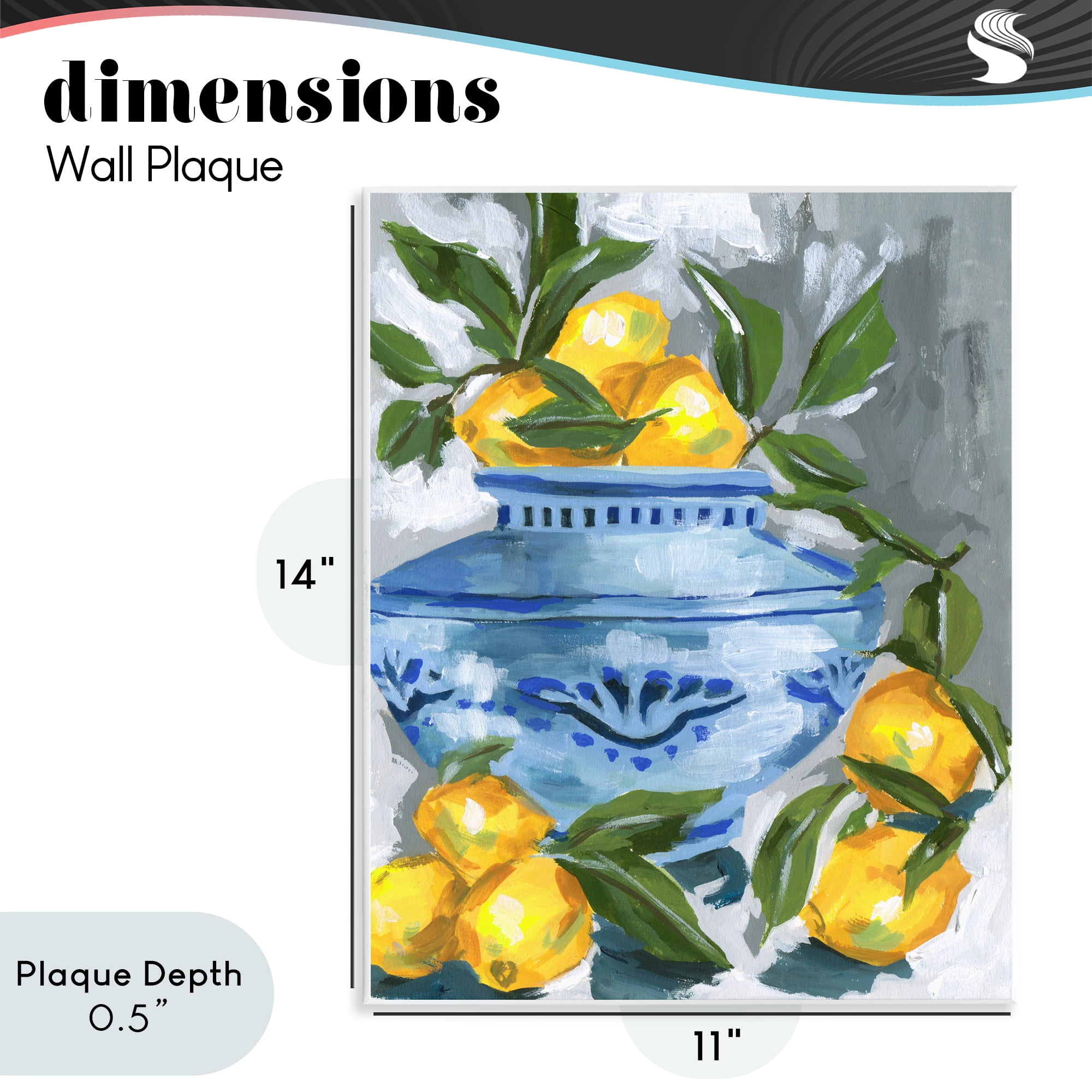 Stupell Industries Indigo & Lemon Vase Wall Plaque Art, design by Melissa Wang