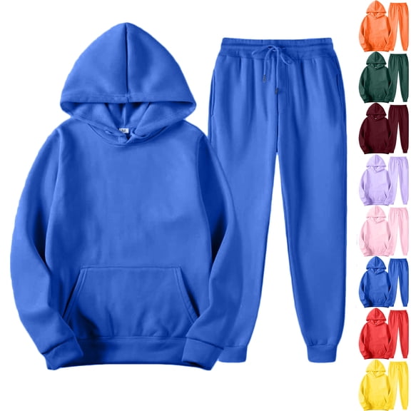 Hearthz Men 2 Piece Sweatsuits Sets Drawstring Fleece Jogging Tracksuits Set Fall Winter Big and Tall Mens Sweatsuits Red L