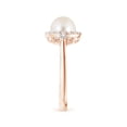 thumbnail image 6 of Angara Freshwater Cultured Pearl Halo Engagement Ring in 14K Rose Gold for Women | June Birthstone Jewelry for Her, 6 of 8
