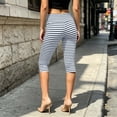 thumbnail image 5 of StSilkitty Capri Leggings for Women Striped High Waisted Stretch Cropped Yoga Pants Lightweight Breathable Casual Capris, 5 of 7