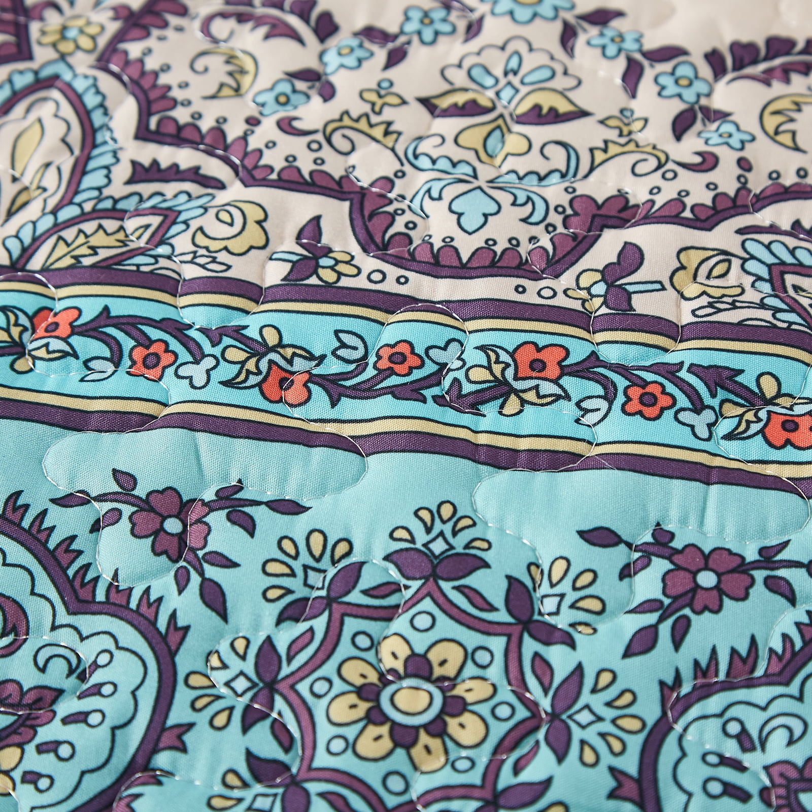 Dintszyayue Bohemian Quilt Set King Blue,3Pcs Stripe Boho Bedspread Lightweight Adult(90"x110")
