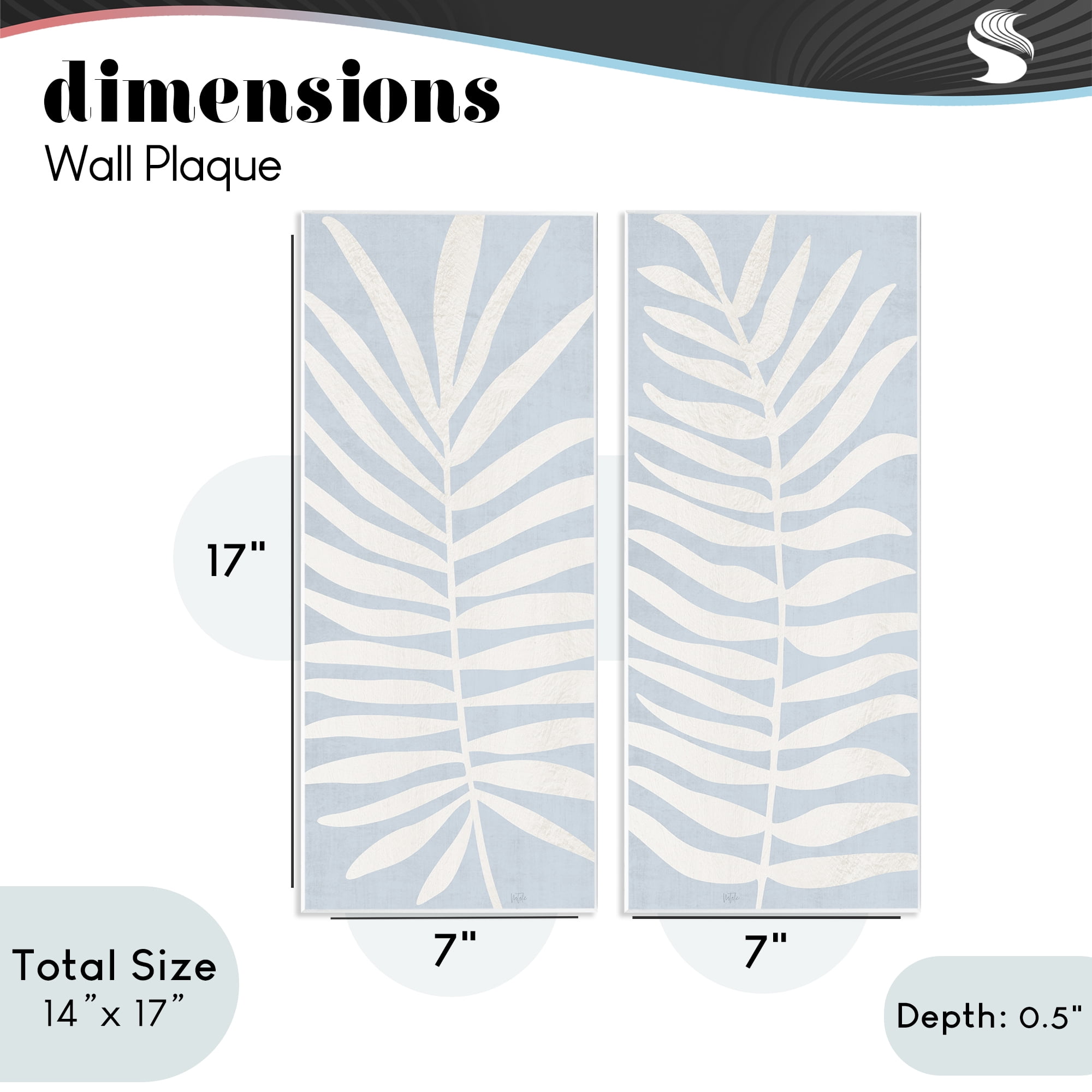 Stupell Industries Soft Palm Leaf Pair 2 Piece Wall Plaque Art Set, design by Natalie Carpentieri