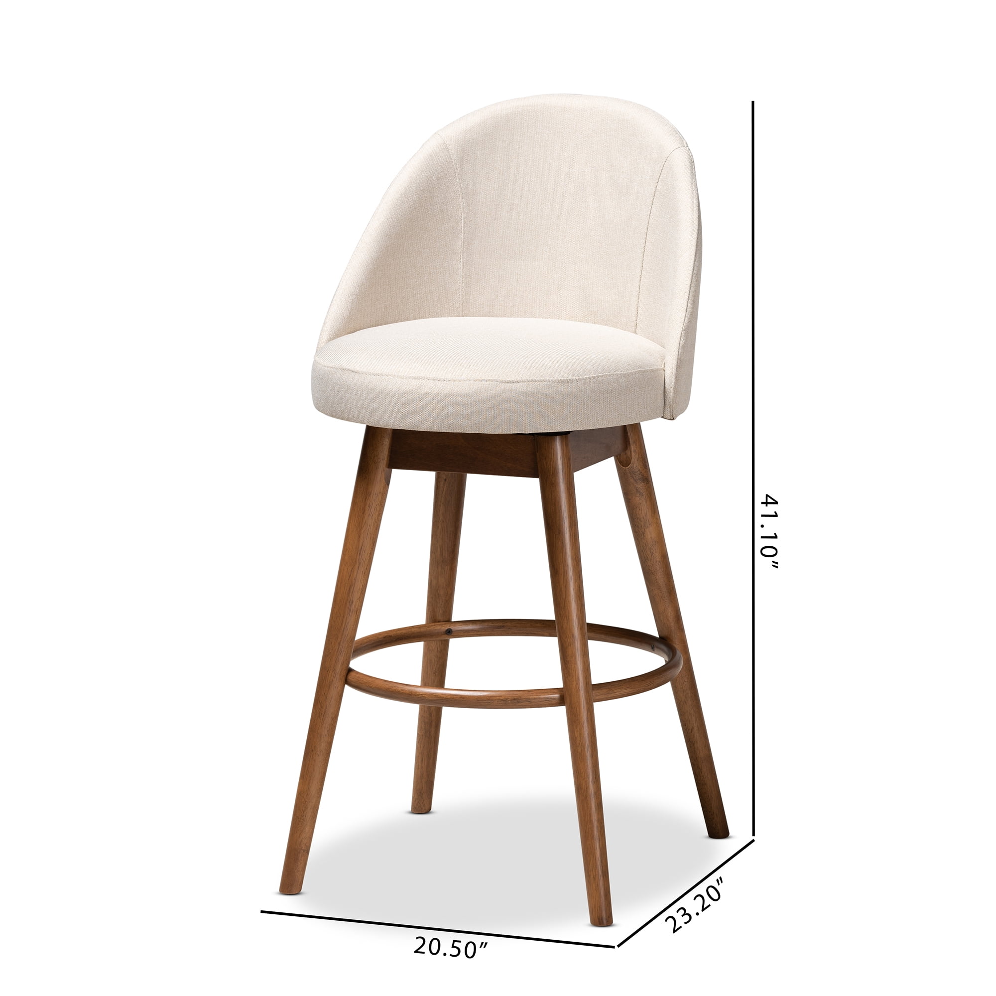 Baxton Studio Carra Round Swivel Armless Bar Stools, Beige (Set of 2)