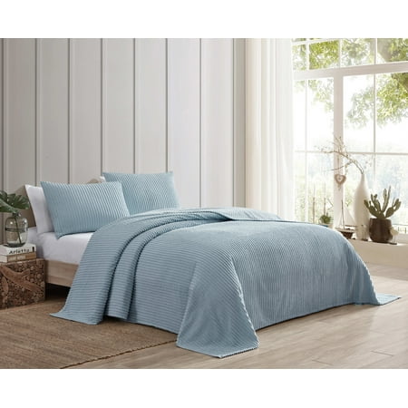 Beatrice Home Fashons Channel Chenille Bedspread Full Blue