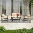 thumbnail image 4 of Farini Outdoor conversation sets, 4 Pieces Metal Patio Furniture Set with 2 Single Sofas, Loveseat & Coffee Table, for Garden, Backyard, Balcony (Beige), 4 of 8