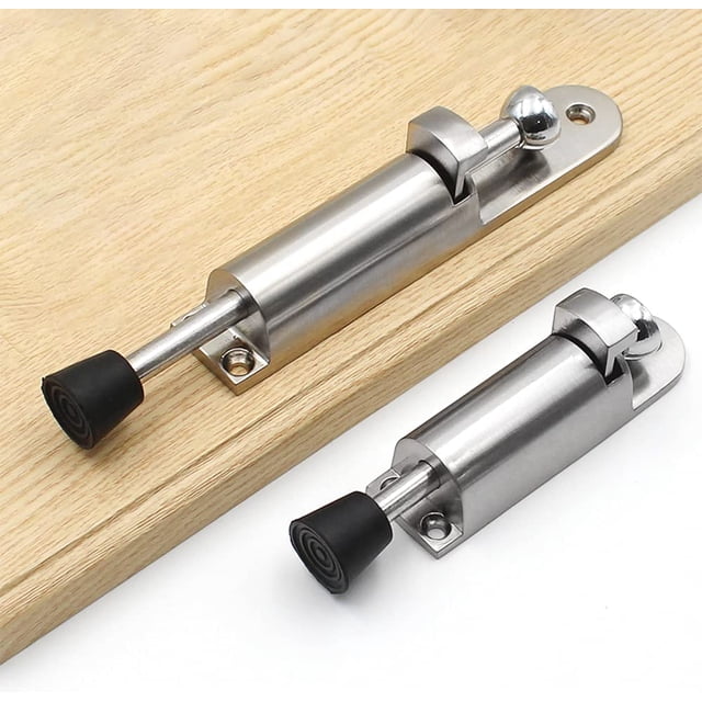 Retenedor de tope de puerta de palanca Tope de puerta de metal con resorte con accionamiento de pie para mantener la puerta estable con tornillos, plateado, de una pieza