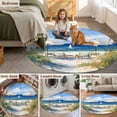 thumbnail image 6 of Summer Scenery Round Living Room Rugs 7 ft, Watercolor Beach Chair Washable Area Rug with Non-Slip Sturdy Edge Binding Round Carpet for Kitchen Office Bedroom, 6 of 9