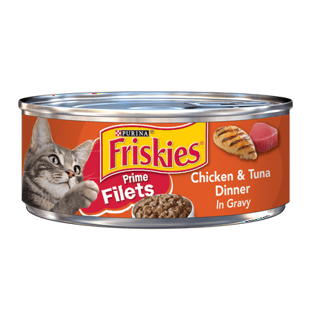 Friskies Gravy Wet Cat Food, Prime Filets Chicken & Tuna Dinner in Gravy - 5.5 oz. Can