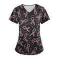 thumbnail image 6 of WTOBBY Plus Size Women's Short Sleeve Printed Scrubs Set, V-Neck with Pockets, Fun Animal Floral Design, 2-Piece Nursing Uniform, Medical Workwear for Healthcare Professionals,Black L, 6 of 6