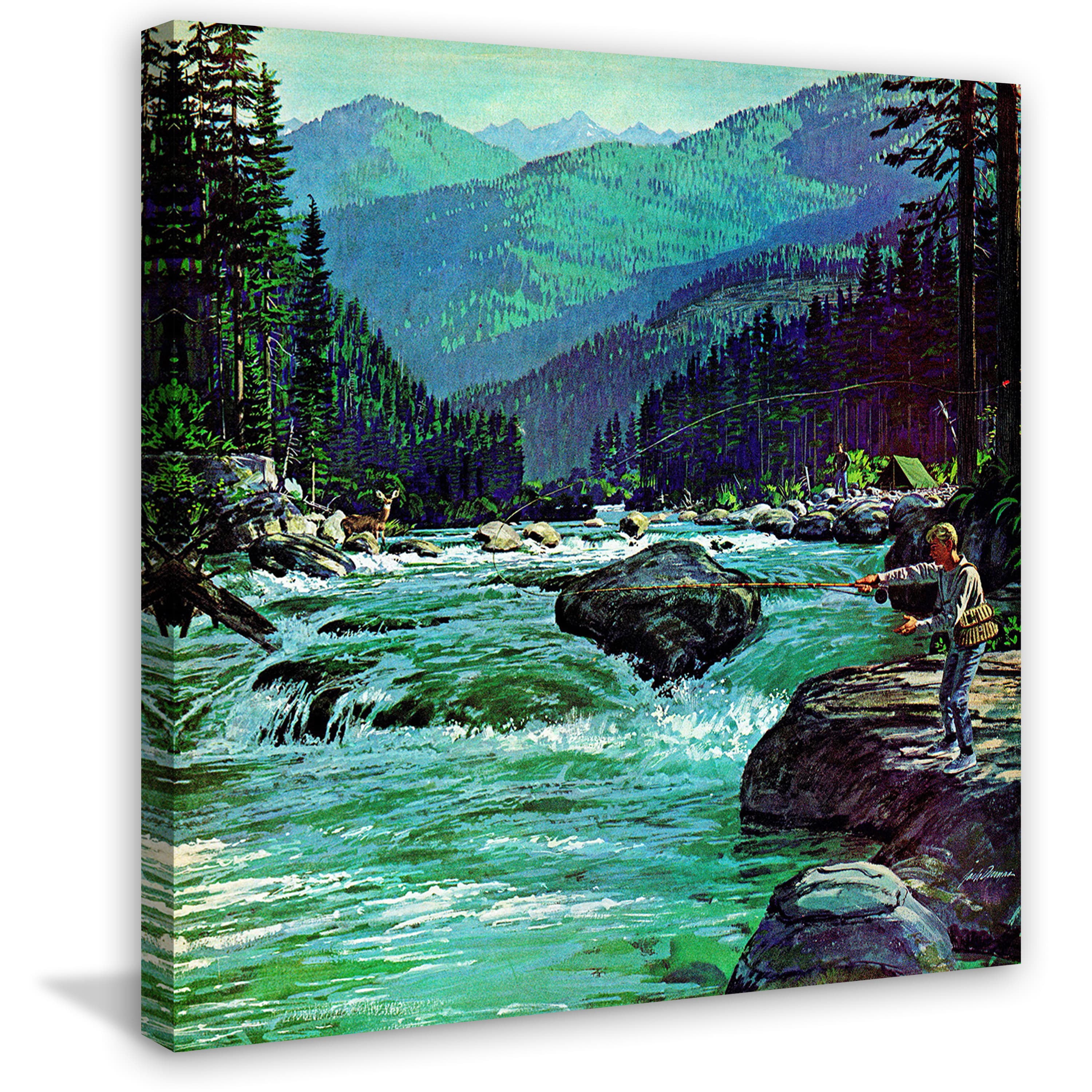 "Fly Fishing" Painting Print on Wrapped Canvas