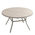 thumbnail image 6 of Vicllax Outdoor Patio Dining Table Dia.50" Slatted Tabletop Metal Frame with Umbrella Hole, Cream, 6 of 7