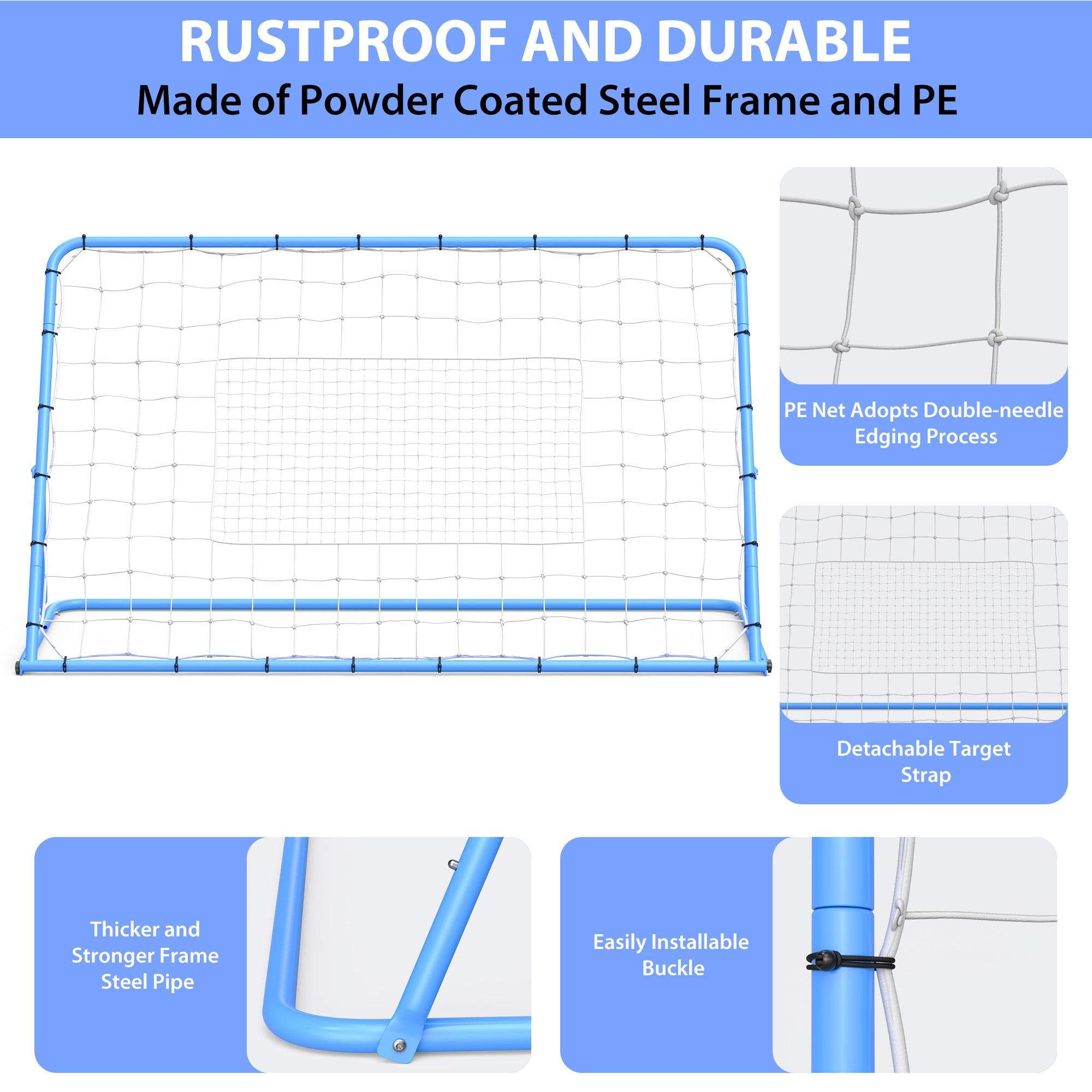 Soccer Rebounder Net 6x4Ft, Adjustable Angle Football Trainer with Heavy-Duty Steel Frame, All-Weather Rebound Board for Backyard, Field Training