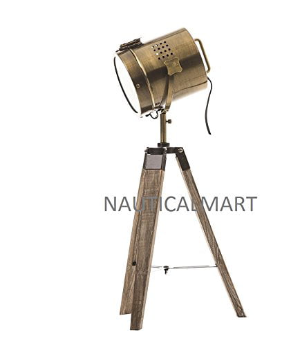 Details about   Nautical Design Industrial Floor Lamp With Wooden Tripod Stand Retro Style 