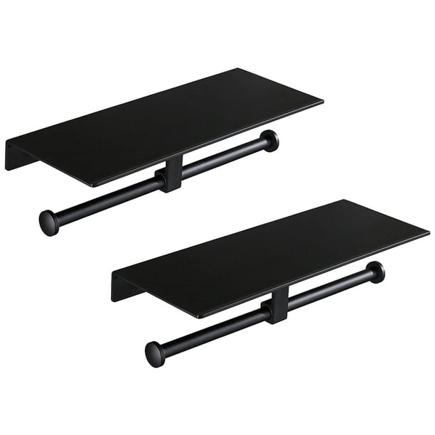 2 Soportes para Papel Higiénico con Estante, Dispensador de Papel Higiénico de Aluminio para