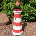 thumbnail image 4 of Sunnydaze Outdoor Backyard Garden Nautical Lighthouse Solar LED Pathlight Statue Figurine - 36" - Red Stripe, 4 of 10