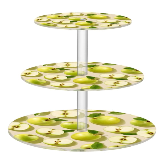 3 Tier Acrylic Cupcake Stand Light Green Apple Harvest Dessert Display Tower for Birthday Wedding Party