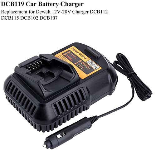 DCB119 Car Vehical Charger Replacement for Dewalt Battery Charger DCB112 DCB101 DCB115 DCB107 Compatible with 12V& 20V/60V MAX Lithium-Ion Batteries DCB206 DCB230 DCB120 DCB126 DCB606 DCB609