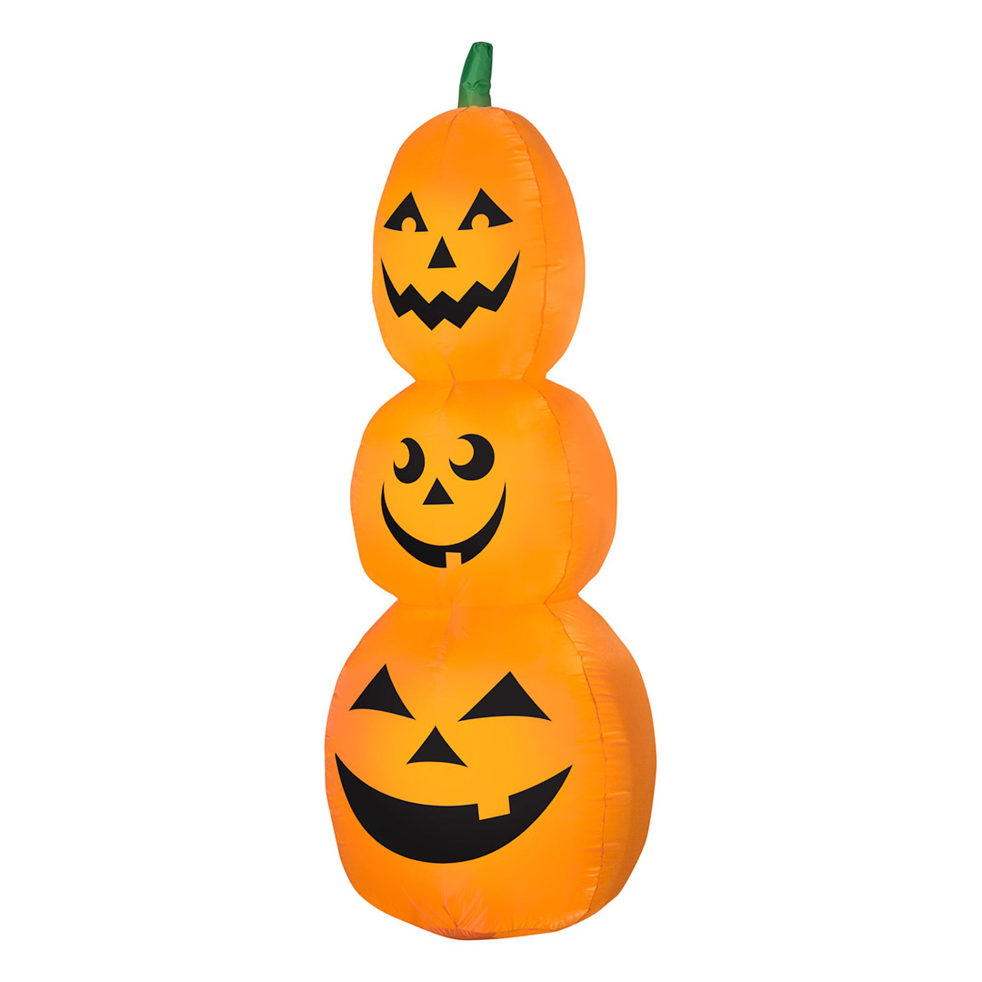 7' Orange and Black Stacked Pumpkins Inflatable Outdoor Halloween Decor ...