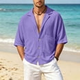 thumbnail image 6 of Men's Cuban Camp Collar Short Sleeve Button Down Casual Summer Beach Shirt with Pockets, 6 of 8