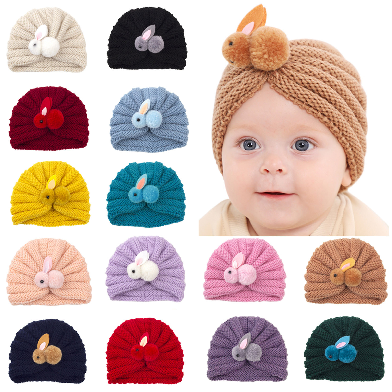 Foraging dimple Children's Knitted Hat Autumn and Winter Warmth Flower