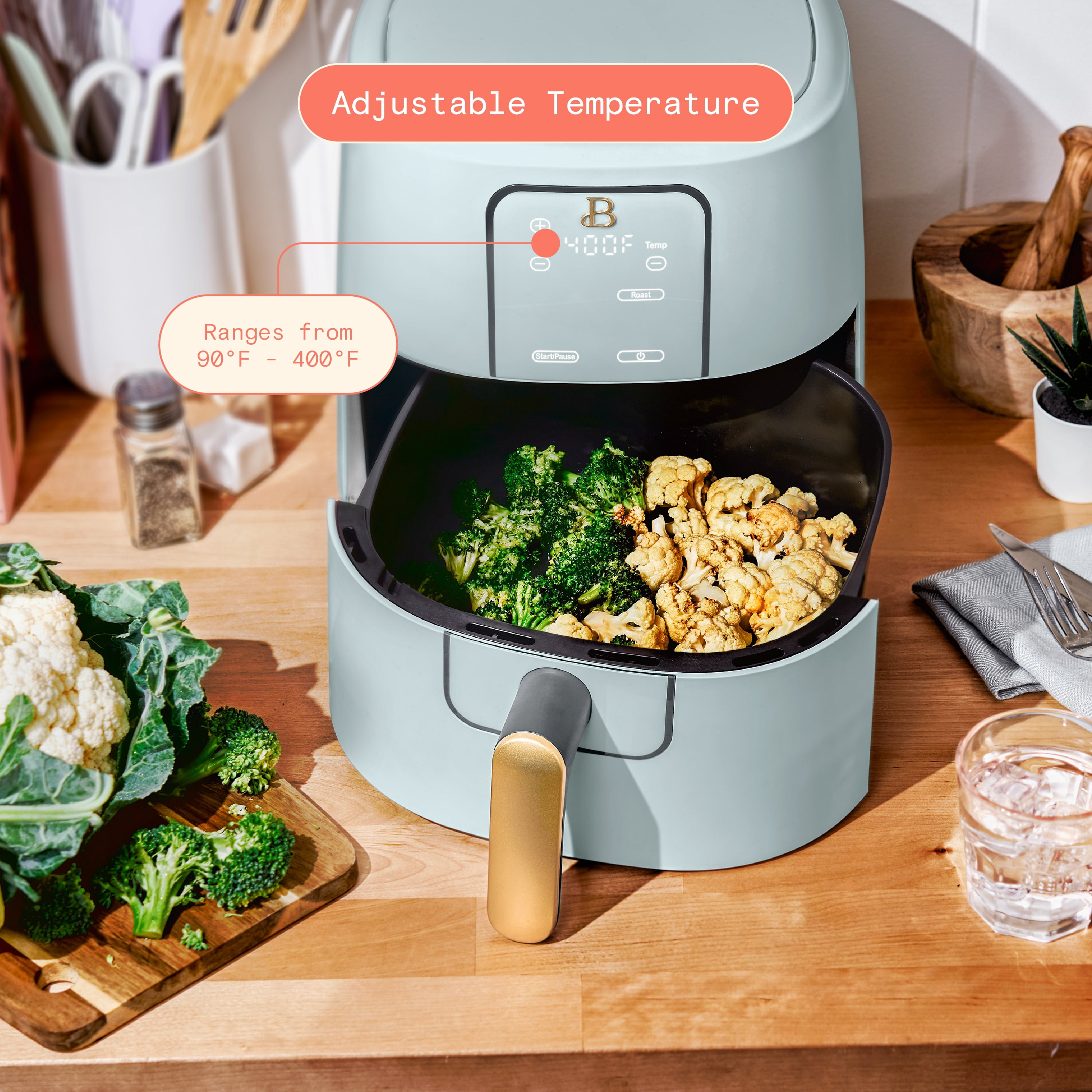 Beautiful 6 Qt Air Fryer with TurboCrisp Technology, EverGood™ Ceramic Nonstick Coating, Hydrangea by Drew Barrymore