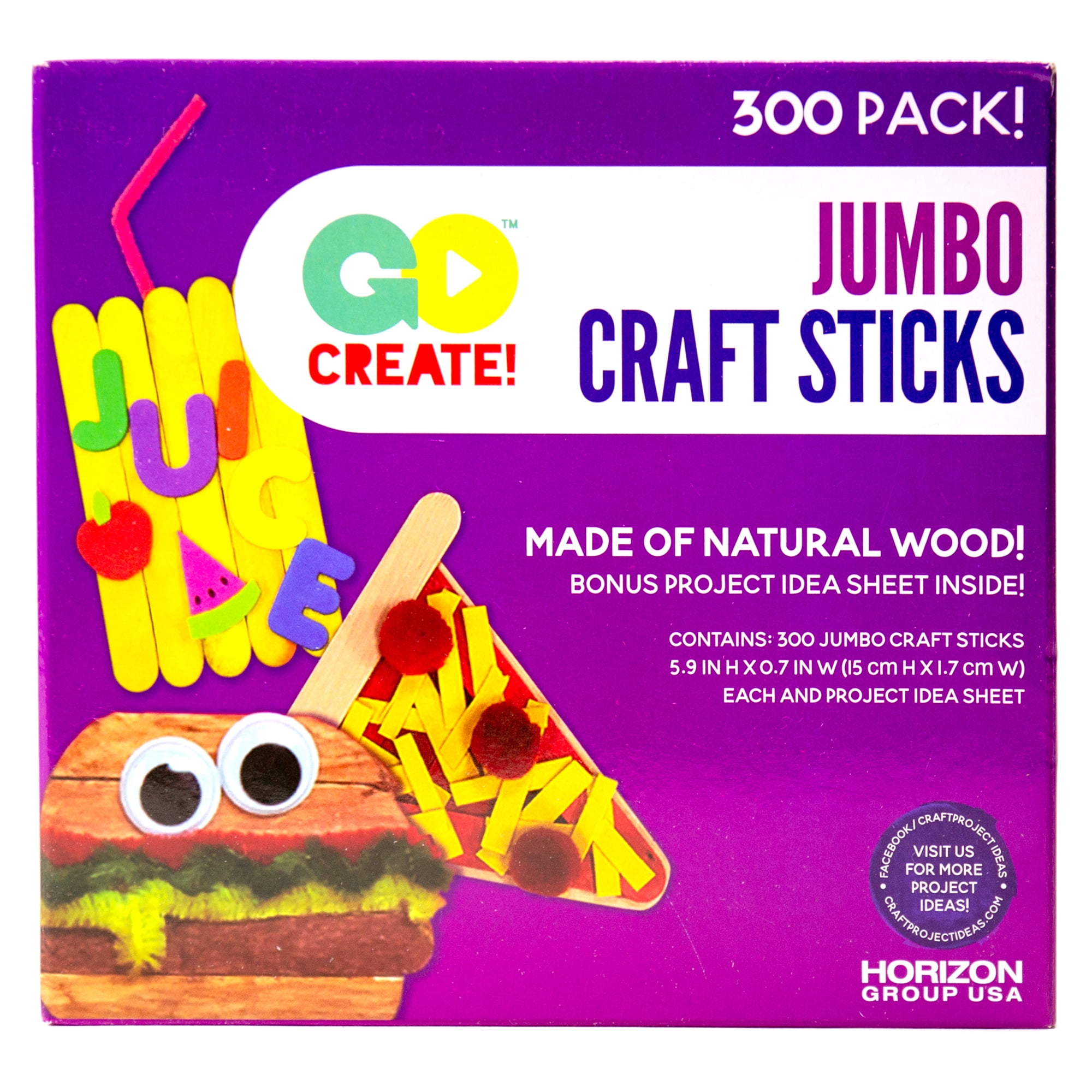 Go Create Wood Jumbo Craft Sticks, 300 Pack