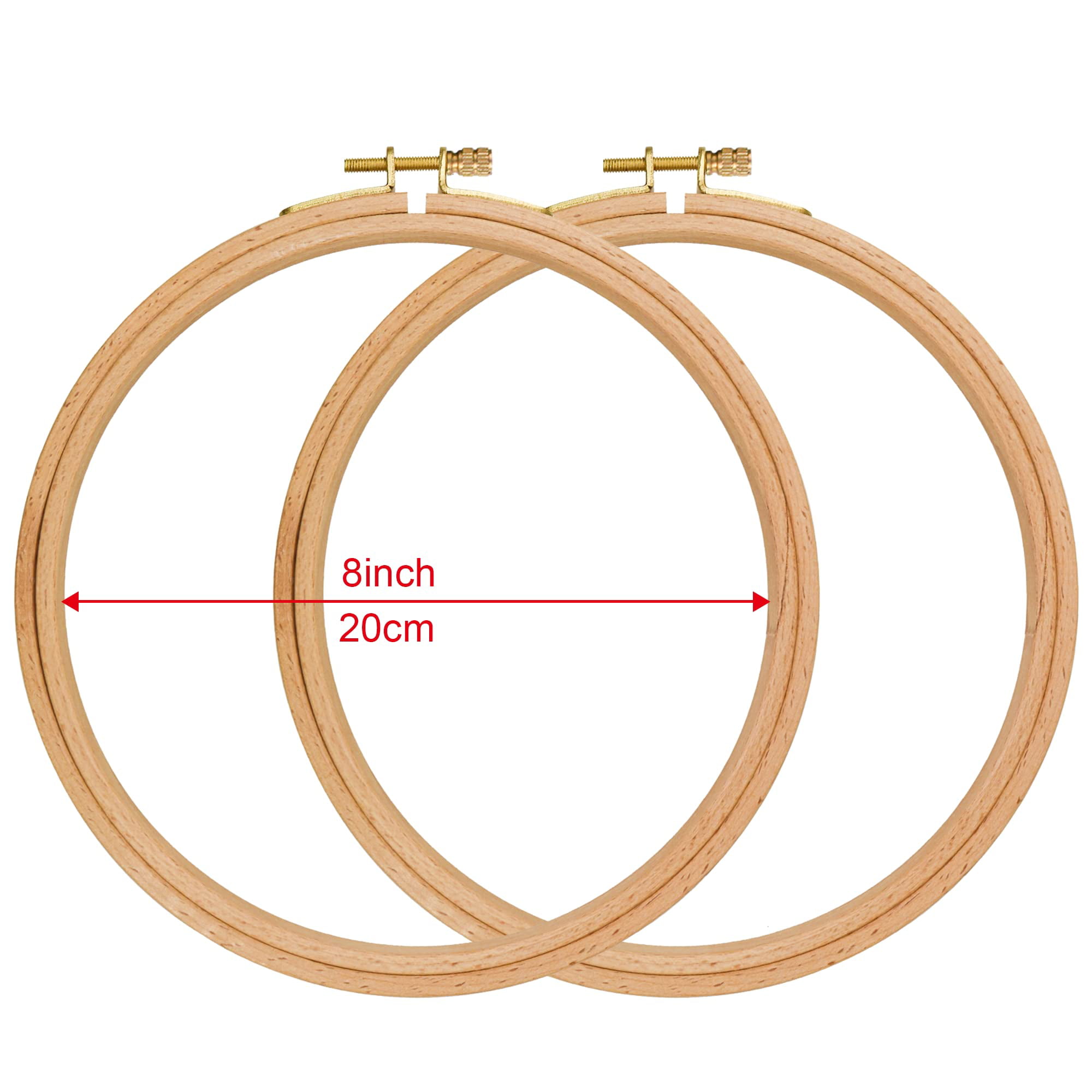 Embroidery Hoops 8 Inch Wooden - 2 Pieces Cross Stitch Hoops Frames, Beech  Wood Embroidery Frame Kits Decorative Hanging Circle Hoop Ring for Craft  Sewing 