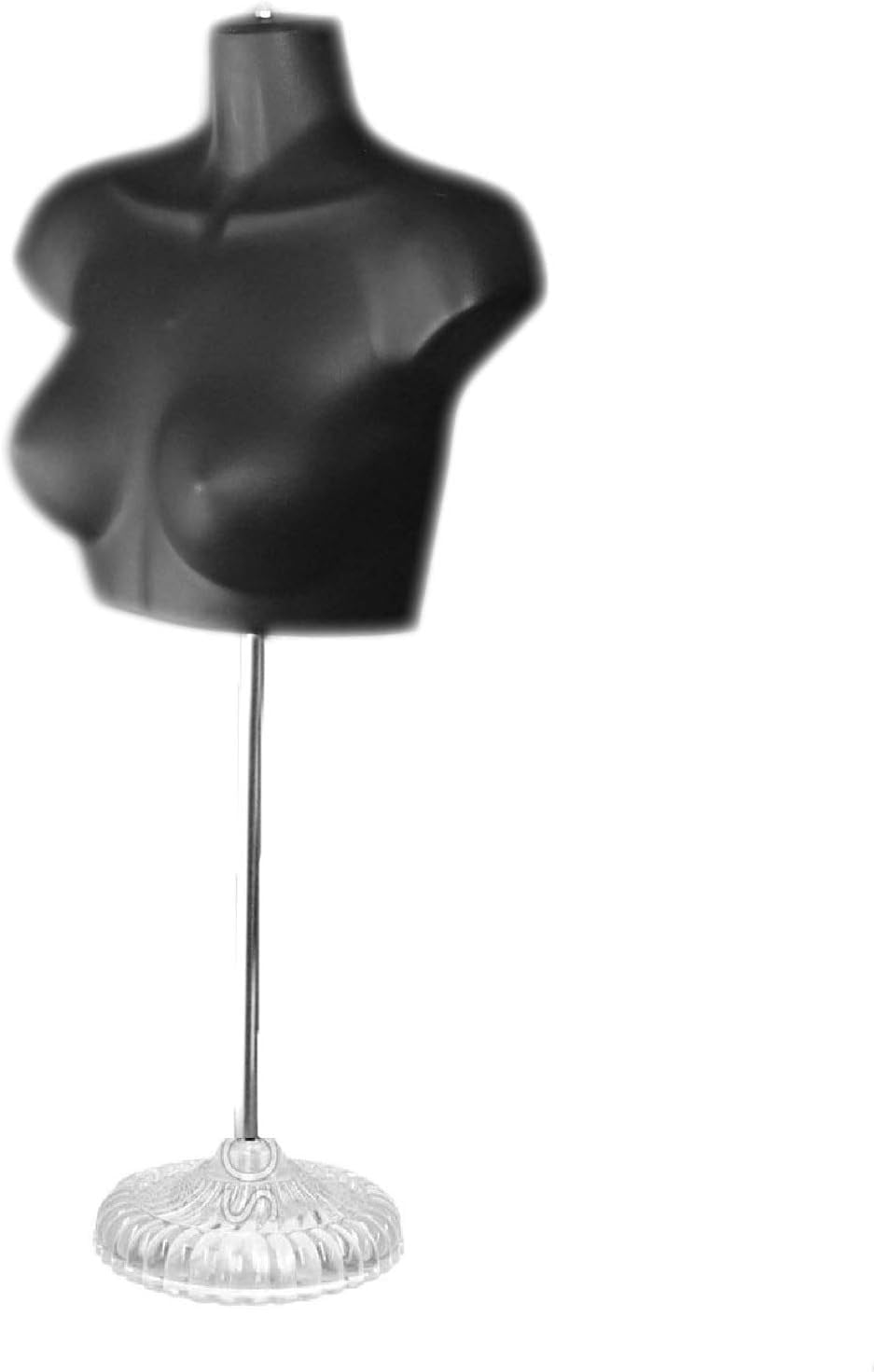 Black Male + Female Mannequin Chest Long Hollow Back Body Torso Set w/ Acrylic Stand with Metal Pole & Hanging Hook, S-M Size (2)