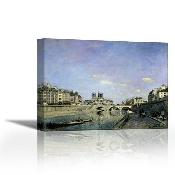 The Seine and Notre-Dame in Paris - Contemporary Fine Art Giclee on Canvas Gallery Wrap - wall décor - Art painting - 36 x 27 Inch - Ready to Hang