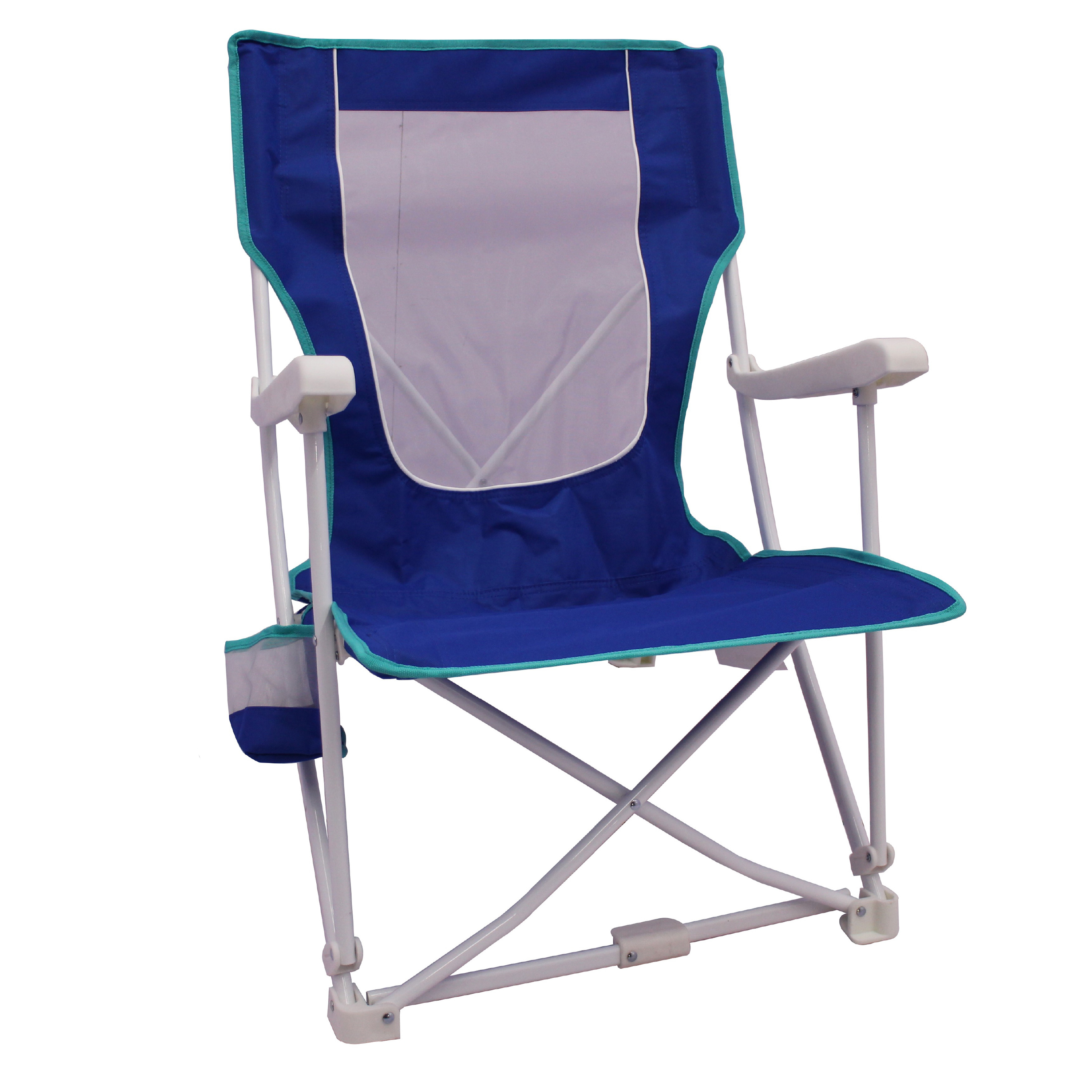 2-Pack Mainstays Folding Hard Arm Beach Bag Chair with Carry Bag, Blue - image 3 of 9