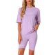 thumbnail image 1 of INSPIRAR CHIC Conjuntos de 2 Piezas para Mujeres, Camiseta de Manga Corta con Letras Impresas, Pantalones Cortos Bodycon, Conjuntos de Lounge XS Púrpura, 1 of 6