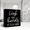 thumbnail image 4 of Zomyto 7x7 In Funny Bathroom Wooden Box Sign,Wash Your Hands YA' Filthy Animal Decor, 4 of 7