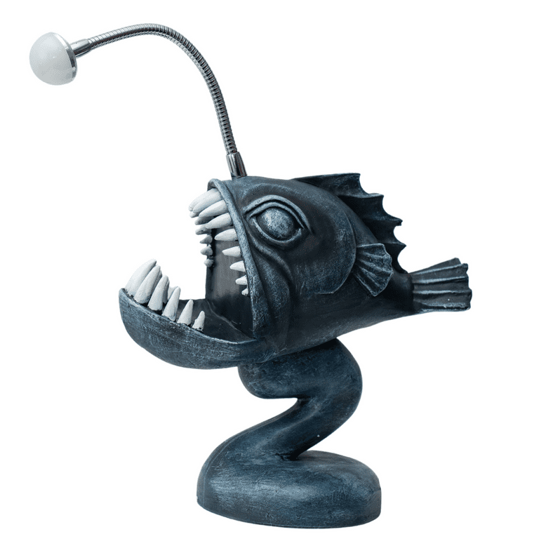 Angler Fish Lamp, Lantern Fish Light, 10.5 x 10 x 5 Gothic Desk