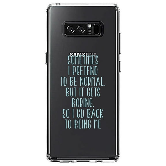 DistinctInk Clear Shockproof Hybrid Case for Samsung Galaxy Note 8 - TPU Bumper Acrylic Back Tempered Glass Screen Protector - I Pretend to be Normal But It Gets Boring