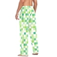 thumbnail image 6 of Green and White Geometric Lattice Men's Pajama Pants Cotton Long Sleepwear Lounge Pants S, 6 of 7