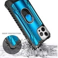 thumbnail image 2 of Nagebee Case for iPhone 12, iPhone 12 Pro with Tempered Glass Screen Protector, Aluminum Metal Built-in Ring Stand, Full-Body Protective Shockproof Military Bumper Phone Cover (Blue), 2 of 6