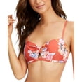 thumbnail image 3 of SUNDAZED Women's Orange Floral Stretch Bow Tie Beka Swimsuit Top 36DD, 3 of 3
