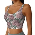thumbnail image 2 of Vsdgher Rose Flowers Print Women Sleeveless Athletic Tank Top Built-in Bra Camisole Sports Vest for Yoga Running Fitness Exercise with Removable Pads, 2 of 8